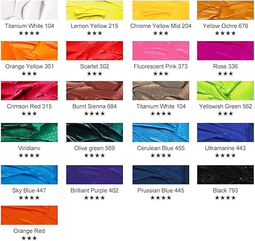 Miniatura 3 de LIGHTWISH Pintura al óleo, 21 colores al óleo vibrantes, tubos grandes de 1.7 onzas líquidas, pintura a base de aceite para pintura en lienzo,