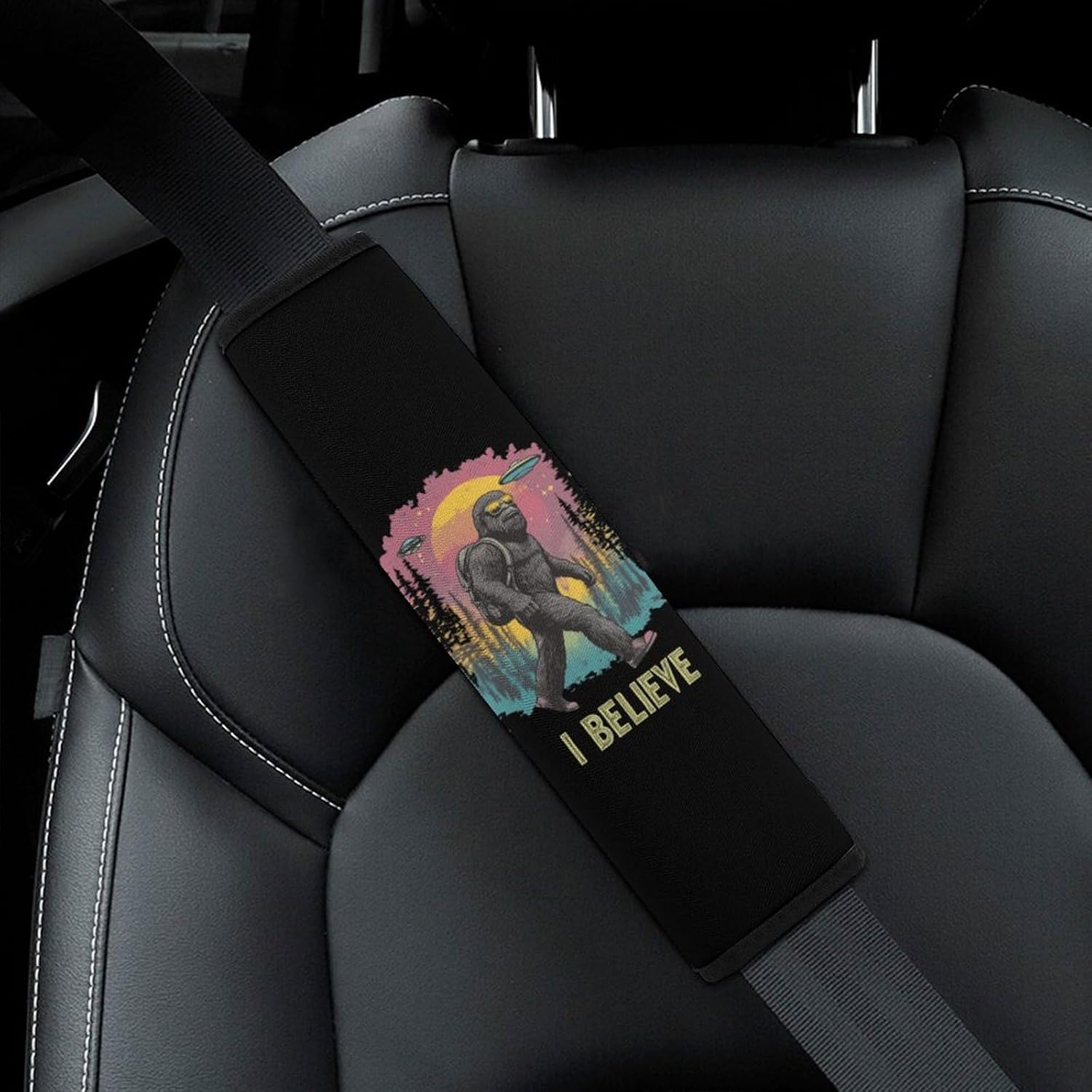 Believe Bigfoot Sasquatch Car Seat Strap Covers Soft Seat Strap Shoulder Pads Seatbelt Covers for All Car Seats 2PCS