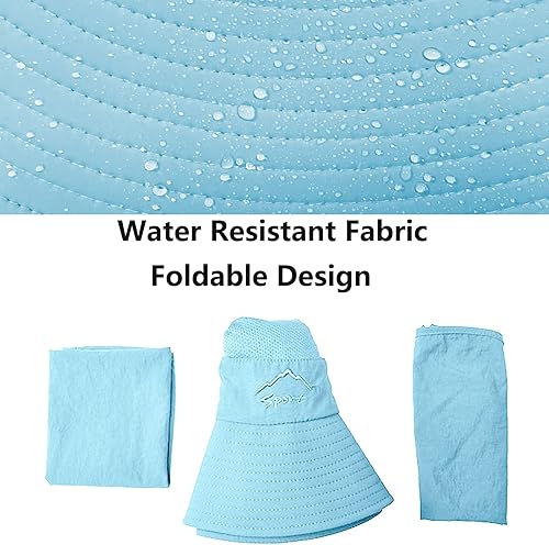Miniatura 73 de Sombrero de pesca solar UPF 50+ para hombres y mujeres, sombrero de ala ancha con cubierta facial desmontable y solapa para el cuello