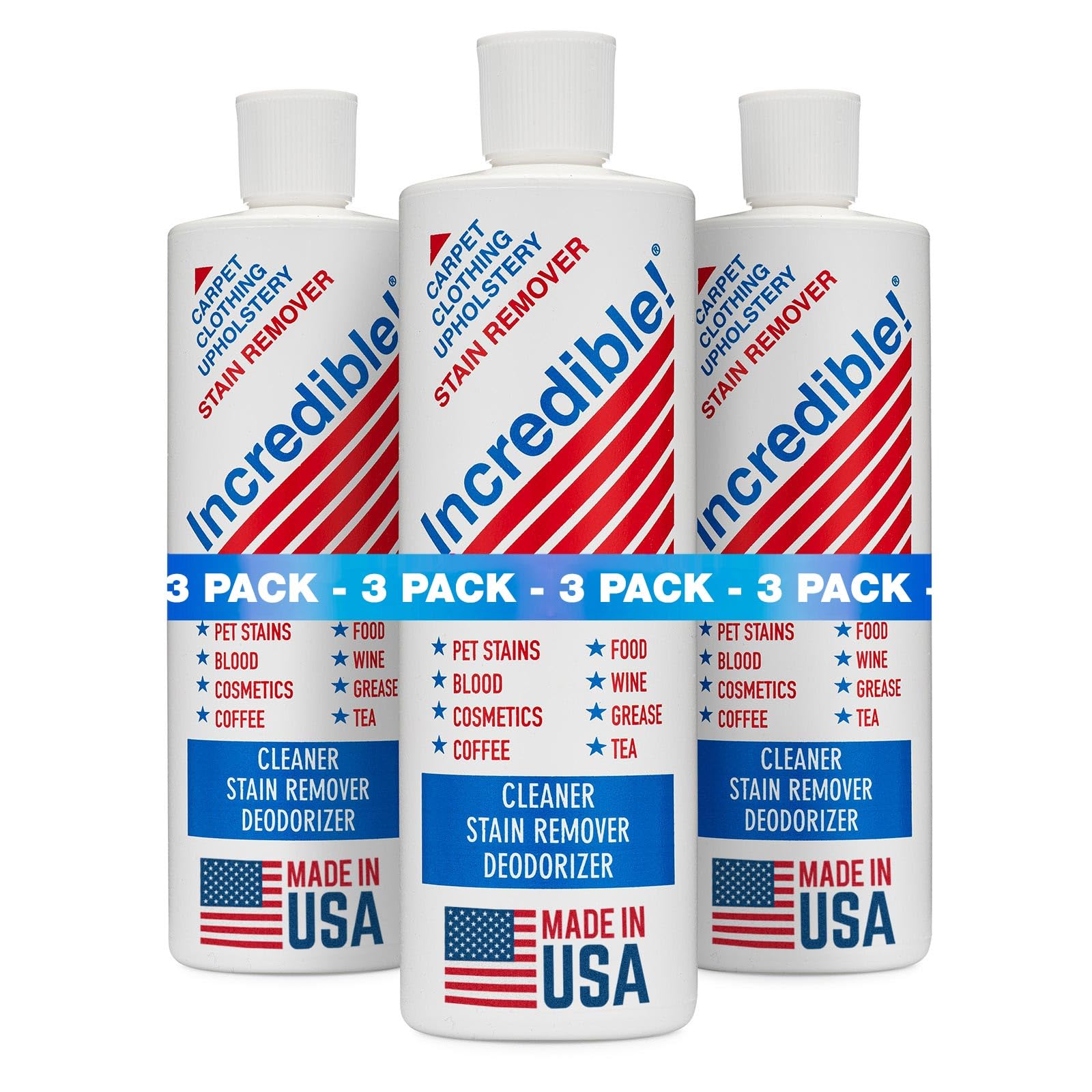Stain Remover For Clothes, Laundry, Carpets, Mattress & Upholstery, 16.oz (Pack of 3)