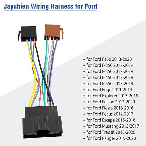 Miniatura 3 de Jayubien Arnés de cableado estéreo para Ford ISO Adaptador de radio, compatible con Ford F-150250350 Transit Fiesta Focus Fusion Edge Explorer