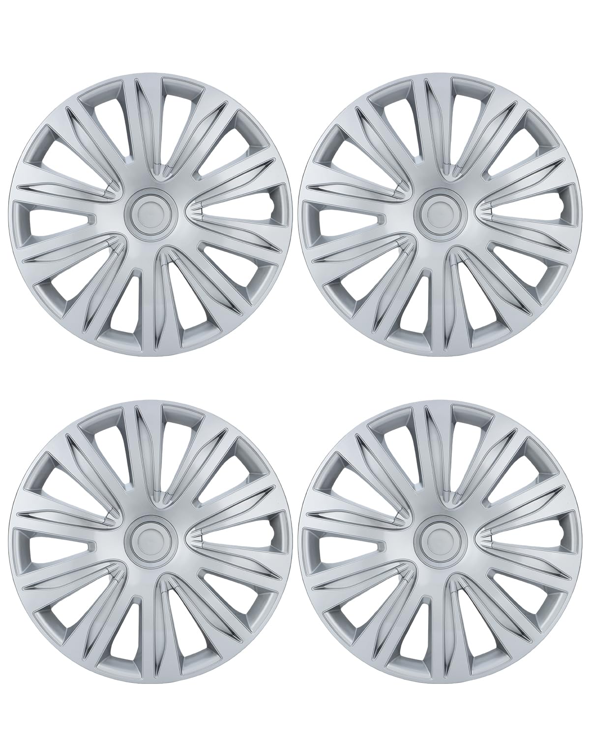ABX Hubcaps,16 inch hubcaps Set of 4, Wheel Rim Cover ABS Material, Snap On Car Truck SUV Replacement, for Toyota Camry Nissan Mazda etc (OV Silver, 16 inch)