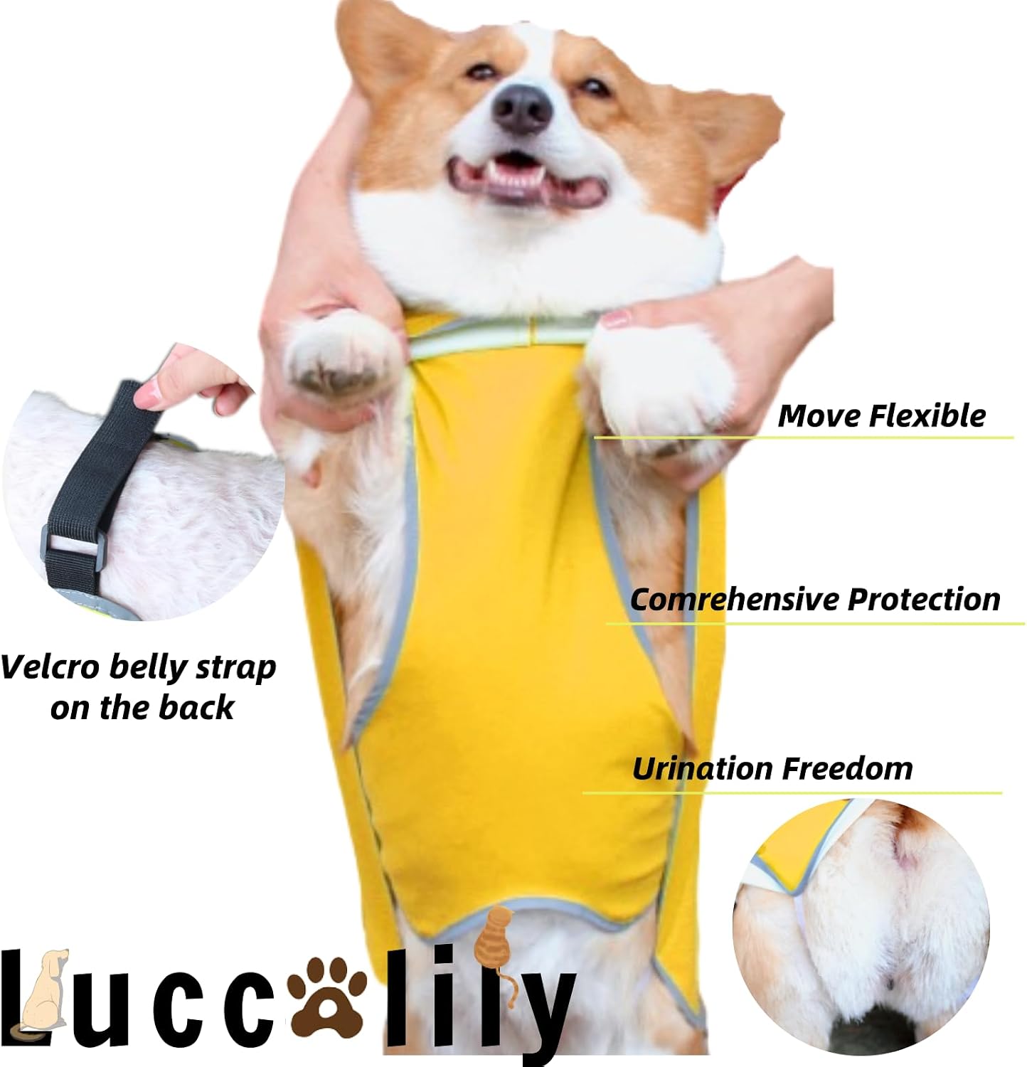 Dog Poncho Hooded Raincoat for Puppies & Small to Large Dogs, Reflective Strips for Night Safety, Lightweight & Adjustable Fit (Small, Yellow)