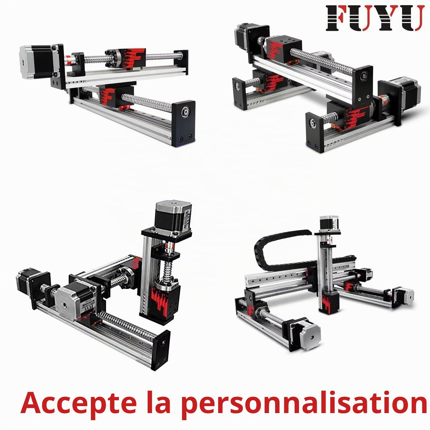 FUYU FSK40 Guidage Linéaire Rail Linéaire Guide Actionneurs à Mouvement Linéaire pour CNC Moteur Nema 23 Moteur 800mm Course
