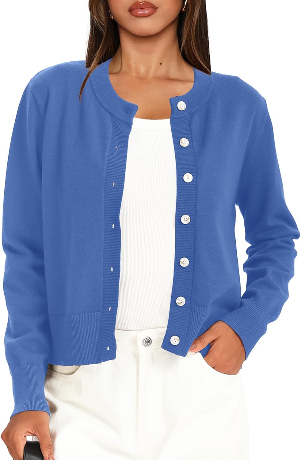 Darong Womens Cardigan Sweaters Button Down Lightweight Crew Neck Outfits Spring Fashion 2026 Clothing - Image 5