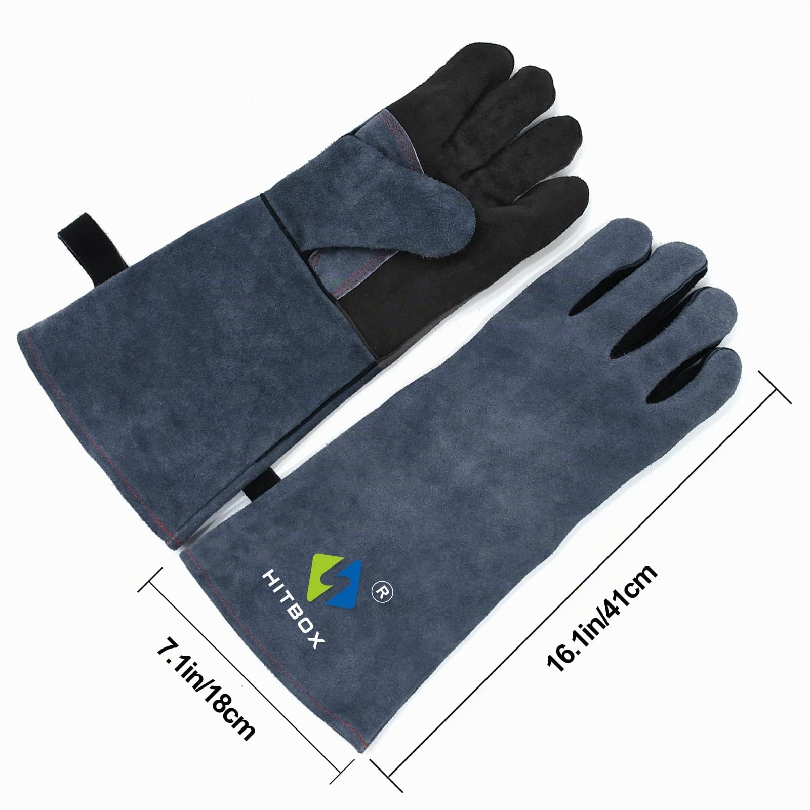 HITBOX Guantes de Soldadura Guantes de Cuero para Barbacoa/Parrillas/Soldadura/Estufa de Madera/Corteza/Manejo de Animales