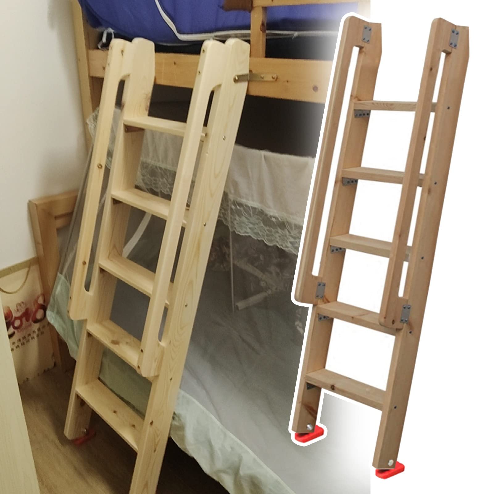 Escalera para litera segura: evita resbalones en el dormitorio con ganchos antideslizantes