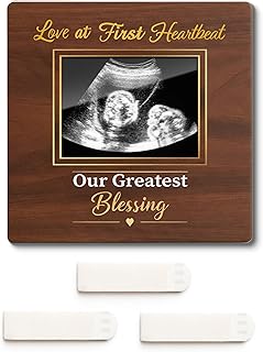 Love at First Heartbeat Magnetic Baby Ultrasound Picture Frame | Love at First Sight Baby Shower Pregnancy Must Haves Mom to Be Gift，Sonogram Keepsake for Nursery Wall Decor