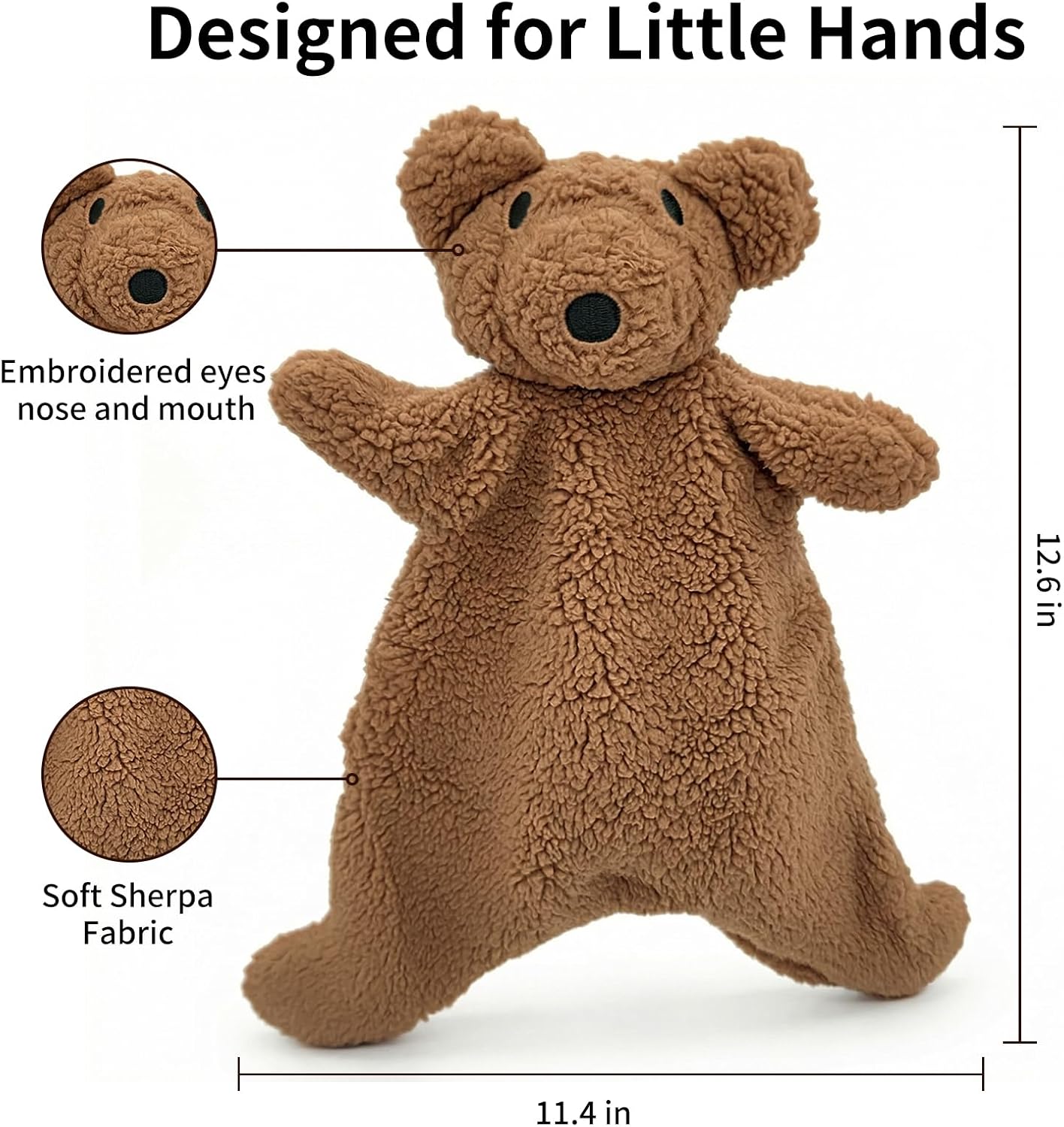 Bear Loveys for Babies,Soft Security Blanket for Boys or Girls, Lovey Comforter Toy, Stuffed Animal Lovey Blanket, Baby Shower/Nursery Gift