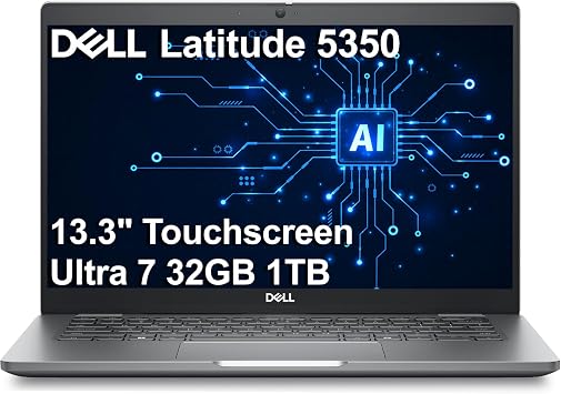Dell Latitude 5000 5350 Business AI PC Laptop 13.3" FHD Touchscreen, Intel 12-Core Ultra 7 165U, 32GB DDR5 RAM, 1TB SSD, Backlit KB, 1080p IR Webcam, 2x Thunderbolt 4, HDMI, Win 11 Pro, Gray
