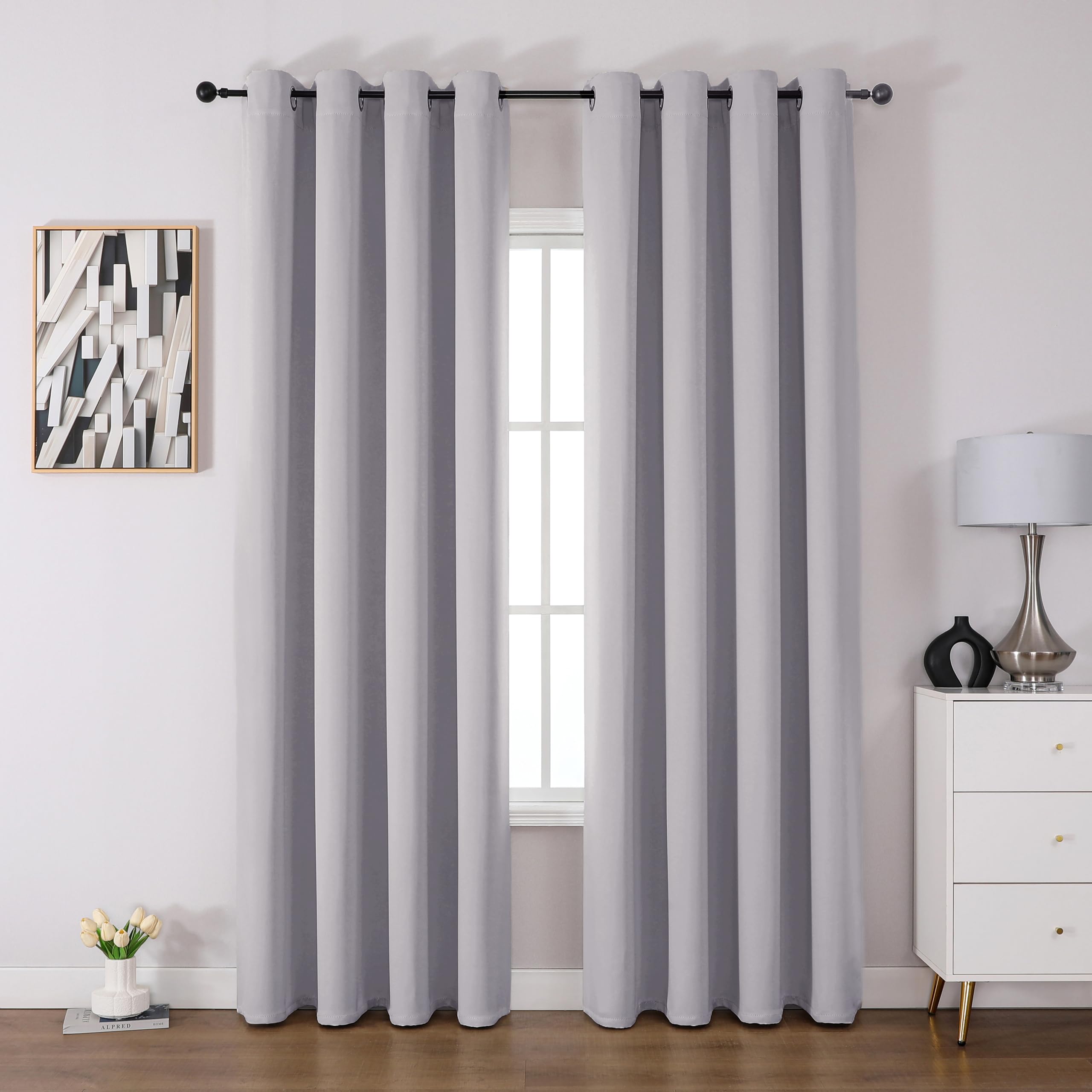 CUCRAF Verdunklungsvorhänge Thermovorhang Kälteschutz 2er Set H229 x B229cm Vorhänge mit Ösen Reinweiß Vorhang Blickdicht Weich und Langlebig Schallschutz Vorhang für Schlafzimmer Wohnzimmer