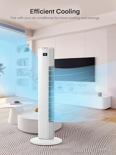 Miniatura 8 de Ventilador de torre para dormitorio, ventiladores oscilantes silenciosos con control remoto de 70, 3 modos, 3 velocidades, temporizador de 12 horas,