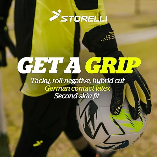 Miniatura 3 de Storelli Silencer - Guantes de portero de amenaza, guantes de portero de fútbol para jóvenes y adultos, guantes híbridos con espinas de dedo
