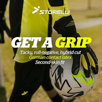 Storelli Silencer Goalkeeper Gloves, with Removable Finger Spines, High-Impact Hand Protection, Soccer Accessories