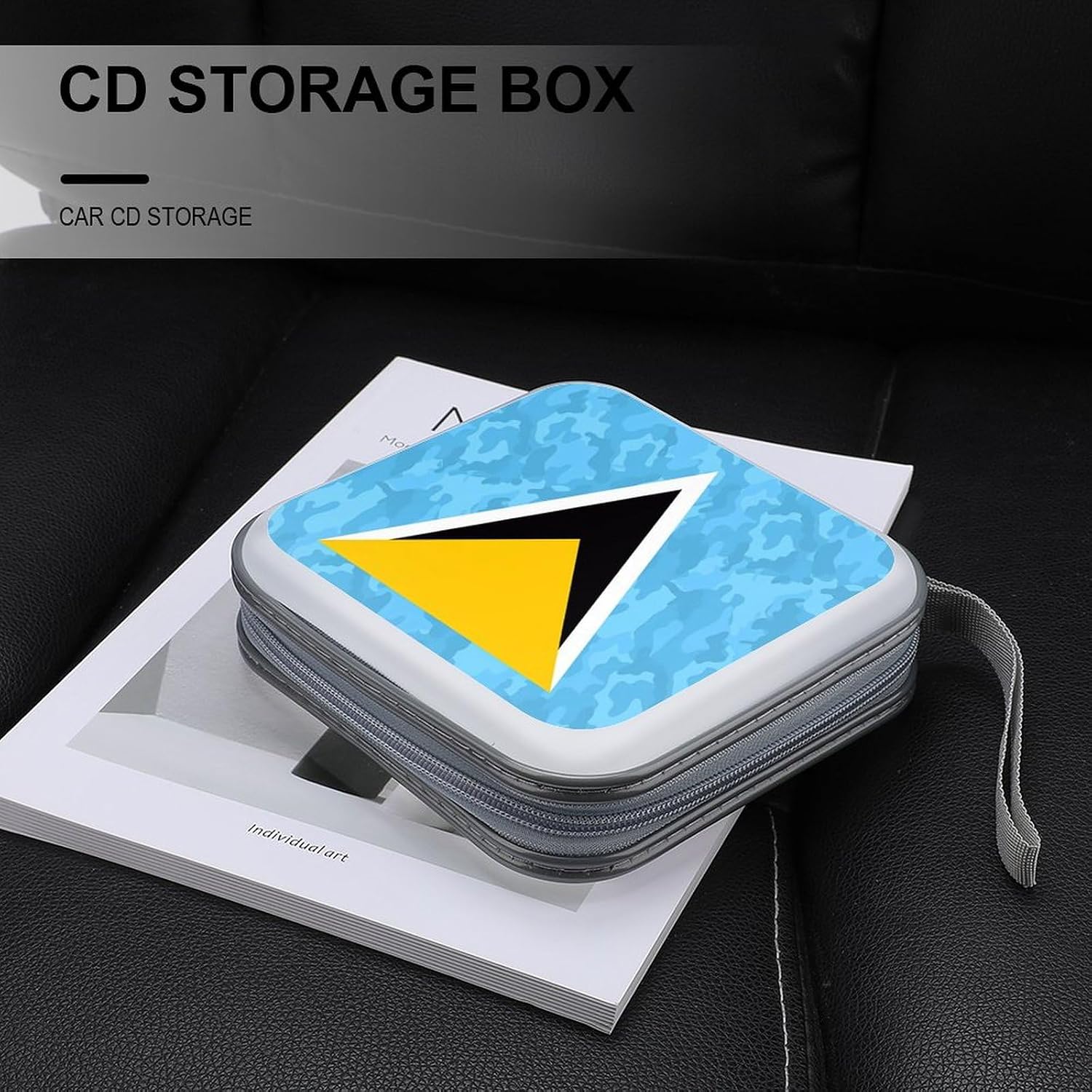 Camouflage Saint Lucia Flag CD Case Portable DVD Storage Box CD Wallet Holder Binder Organizer for Car Home