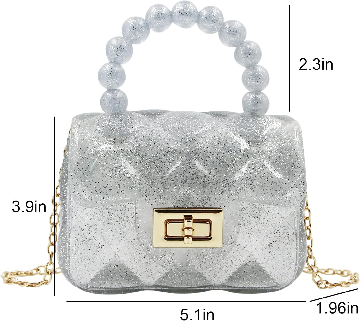 BOLLEY JOSS Elegant Mini Purse for Little Girls Cute Handbags with Pearls Beads Handle Glitter Clear Crossbody Bag - Image 7