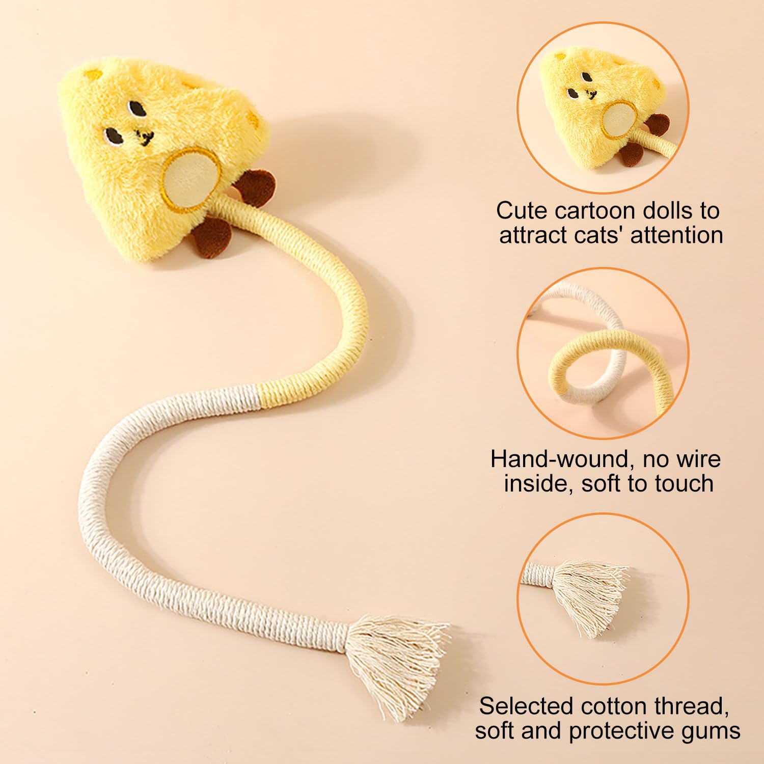 Jouet pour Chat, Jouet Chat Interieur,Jouet Chat Interactif, Jouet Interactif pour Chats, Jouant À Mâcher Nettoyage des Dents, Naturel Et Sain [Jaune]