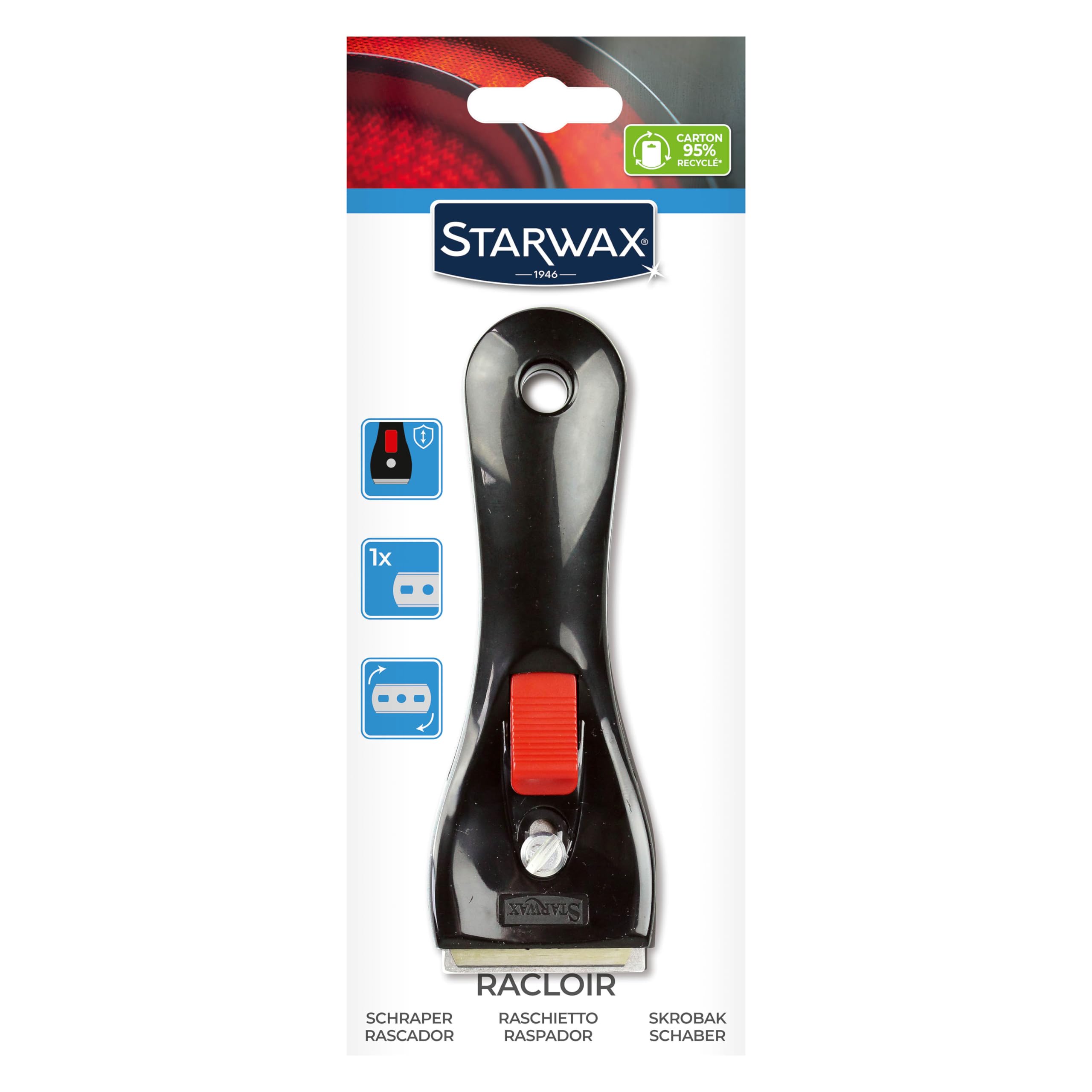 STARWAX - Scraper for Ceramic and Induction Hobs - Cleans, Removes Dirt and Dried-On Food - Does Not Scratch