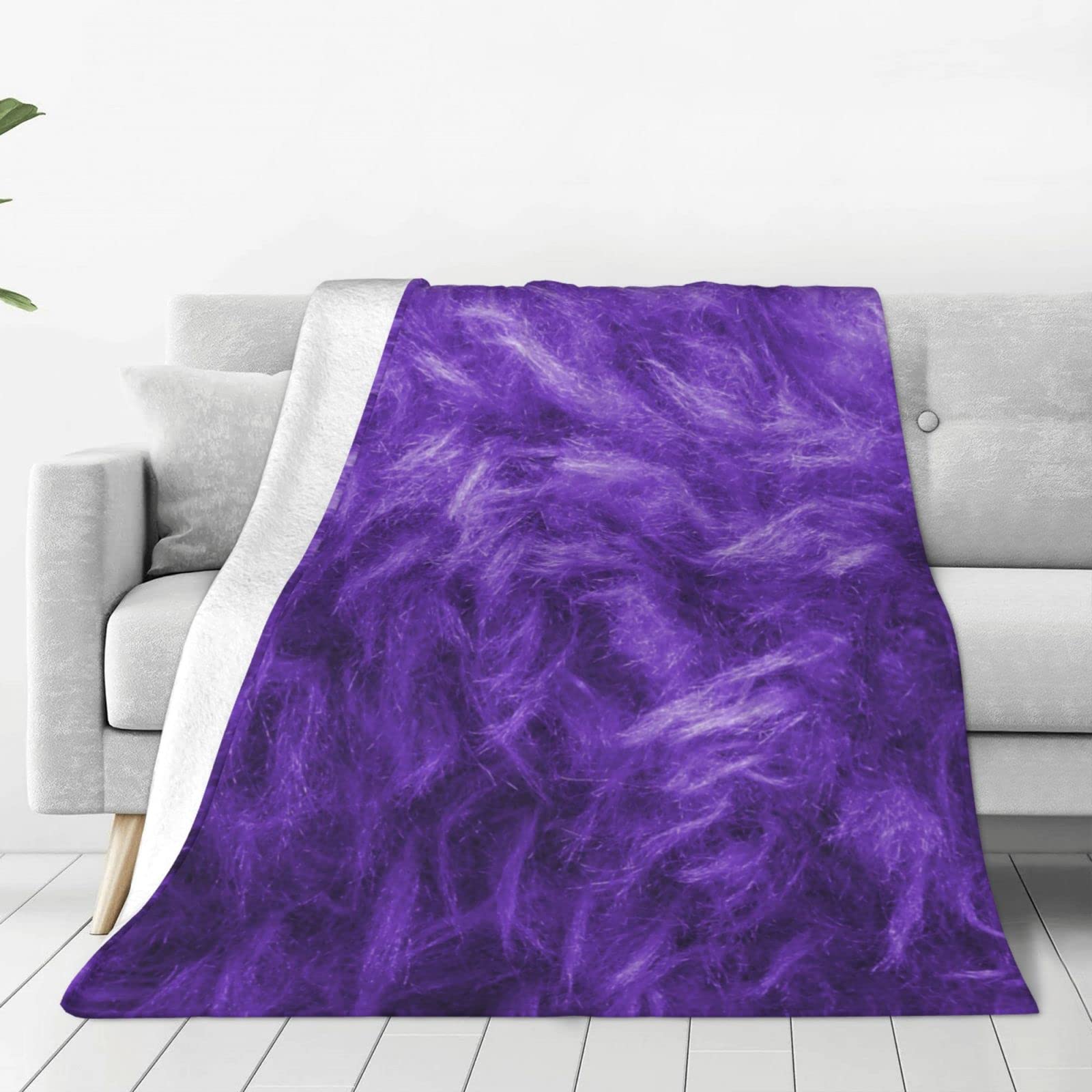 Plaid salon violet doux en flanelle microfibre chaude pour canapé