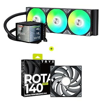TRYX Panorama 360 ARGB Curved Screen 360mm AIO and ROTA PRO 140 High Performance LCP Case Fan Bundle