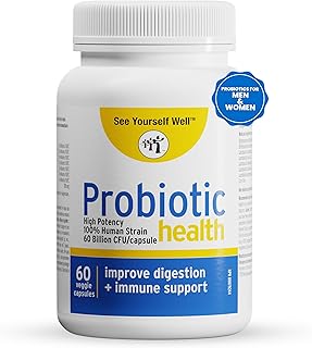 Probiotics 60 Billion CFU - High Potency Dr Formulated for Women and Men. Lactobacillus Acidophilus. Bifidobacterium Animalis. Improve Digestion. Immune Support. Shelf Stable. No Refrigeration. 60 Cap