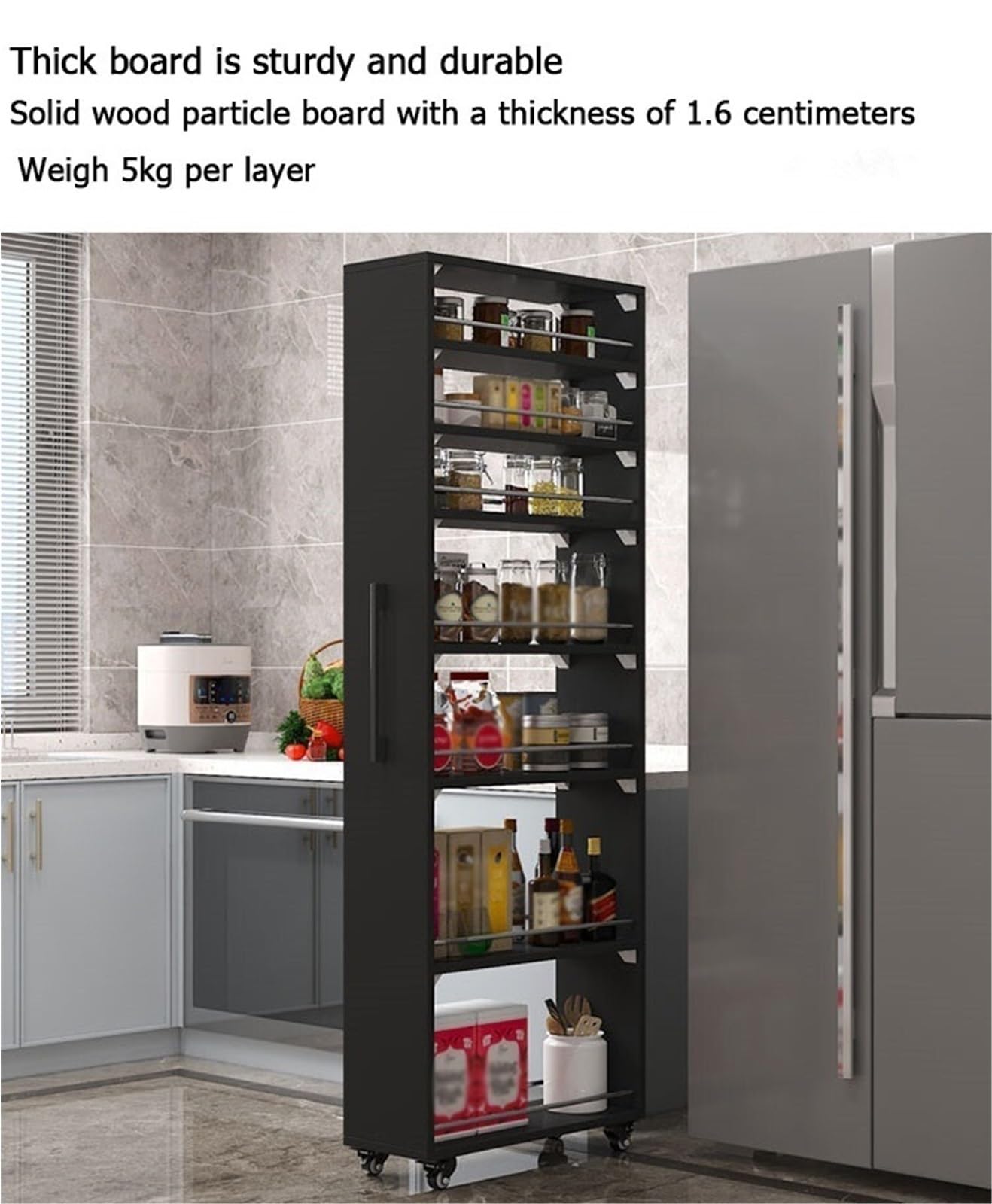 Amazon.com: 72.4in Rolling Spice Rack Next to Fridge Slim 7 Tier