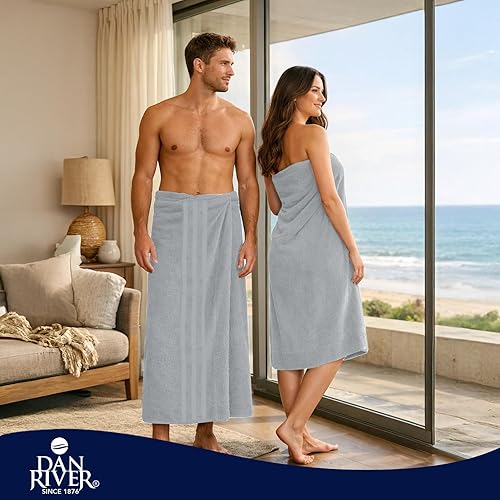 Miniatura 2 de DAN RIVER Paquete de 2 toallas de baño de lujo de 35 x 70, 21.16 ozm, suaves y de secado rápido, 100% algodón hilado en anillo, ideales para