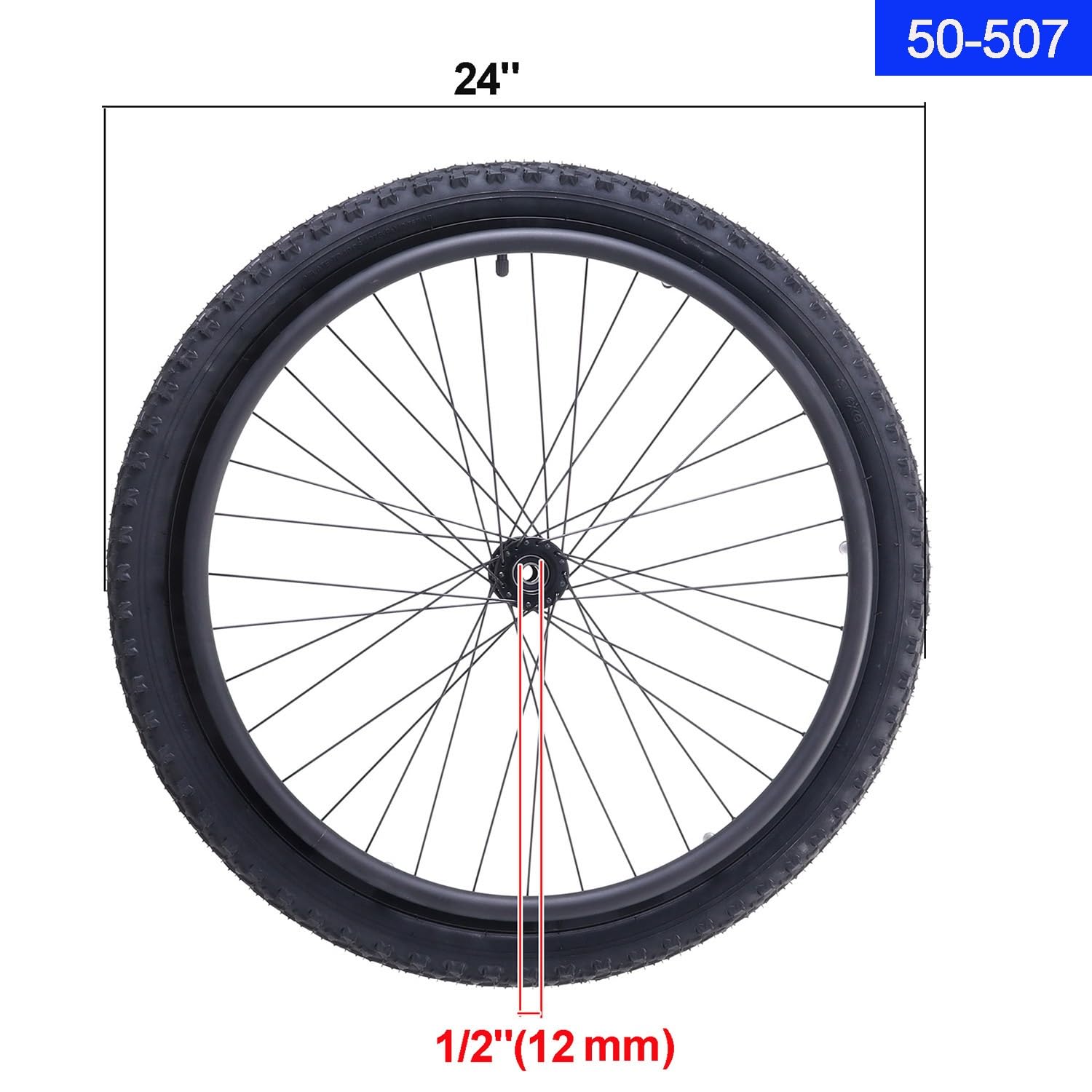 Conjunto de Rueda Trasera para Silla de Ruedas, Repuestos para Neumáticos de 24" x 1,95" (50-507), Neumáticos Todoterreno para Silla de Ruedas, para Interiores y Exteriores(Bearing 12mm)