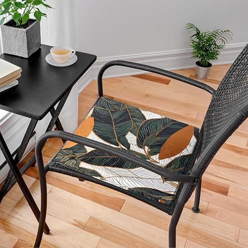 Miniatura 2 de Bardic Cojín para silla, 1 paquete de espuma viscoelástica con hojas tropicales, hojas de palmera, almohadillas cuadradas extraíbles para sillas de