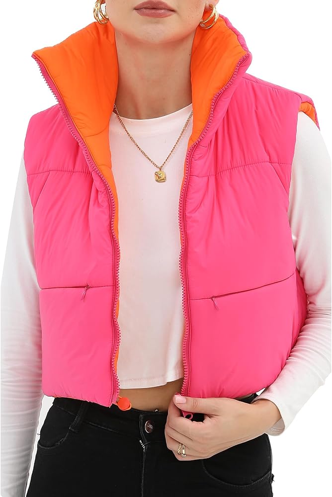Xeoxarel Women's Padded Vest with Zipper Pockets, Lightweight