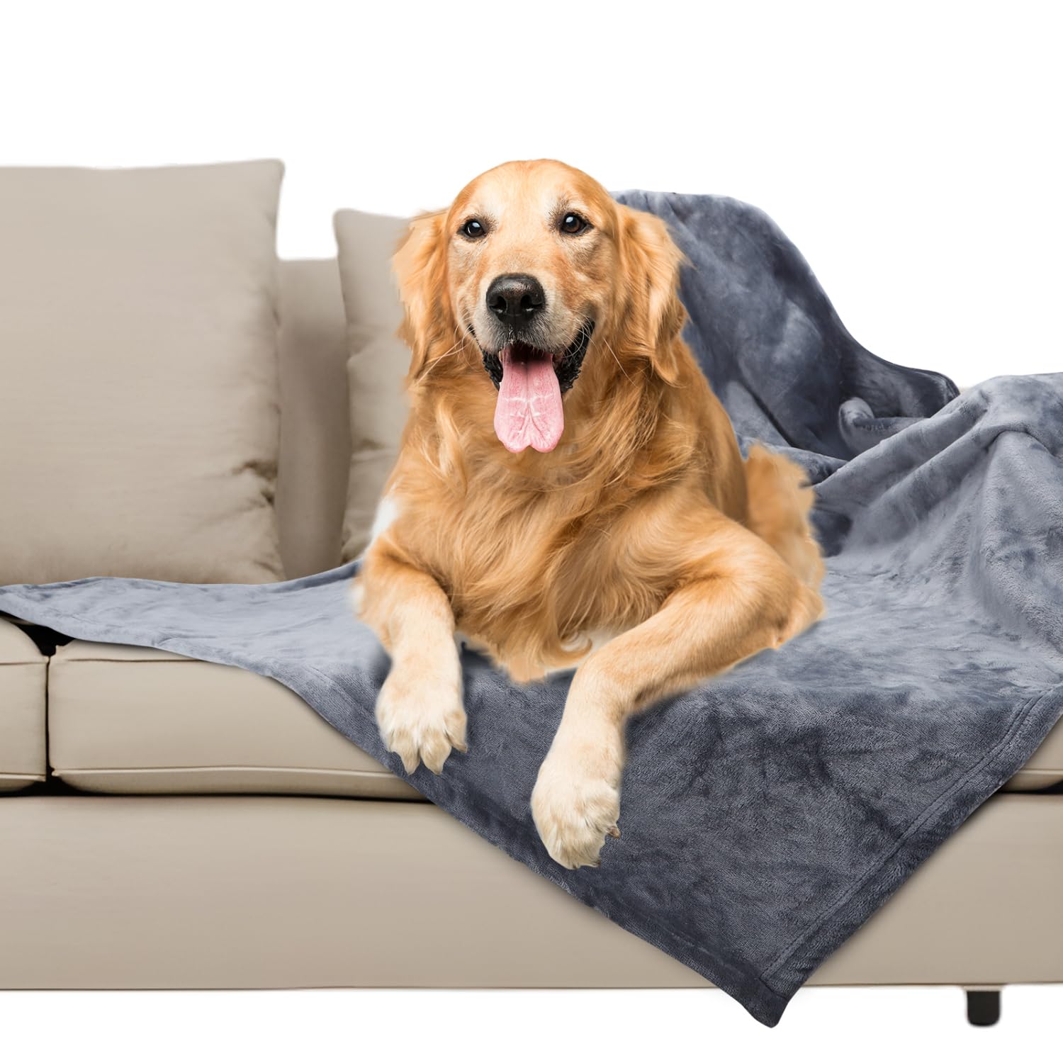 Nobleza Coperta Impermeabile per Cani, XXL 203 x 152cm Coperta Morbida e Soffice per Cane, Lavatrice, Reversibile Protettore per Divano, Grigio