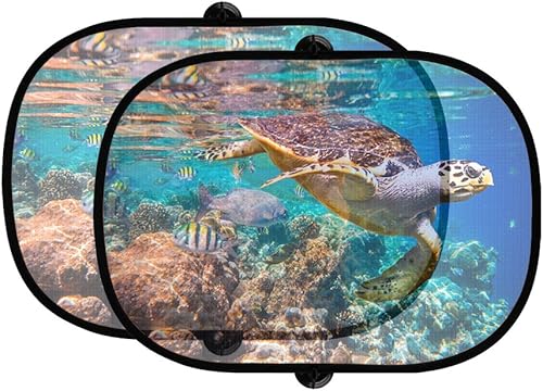 Hawksbill Sea Turtle E Imbricata 2pcs plegable ventana auto parasol malla