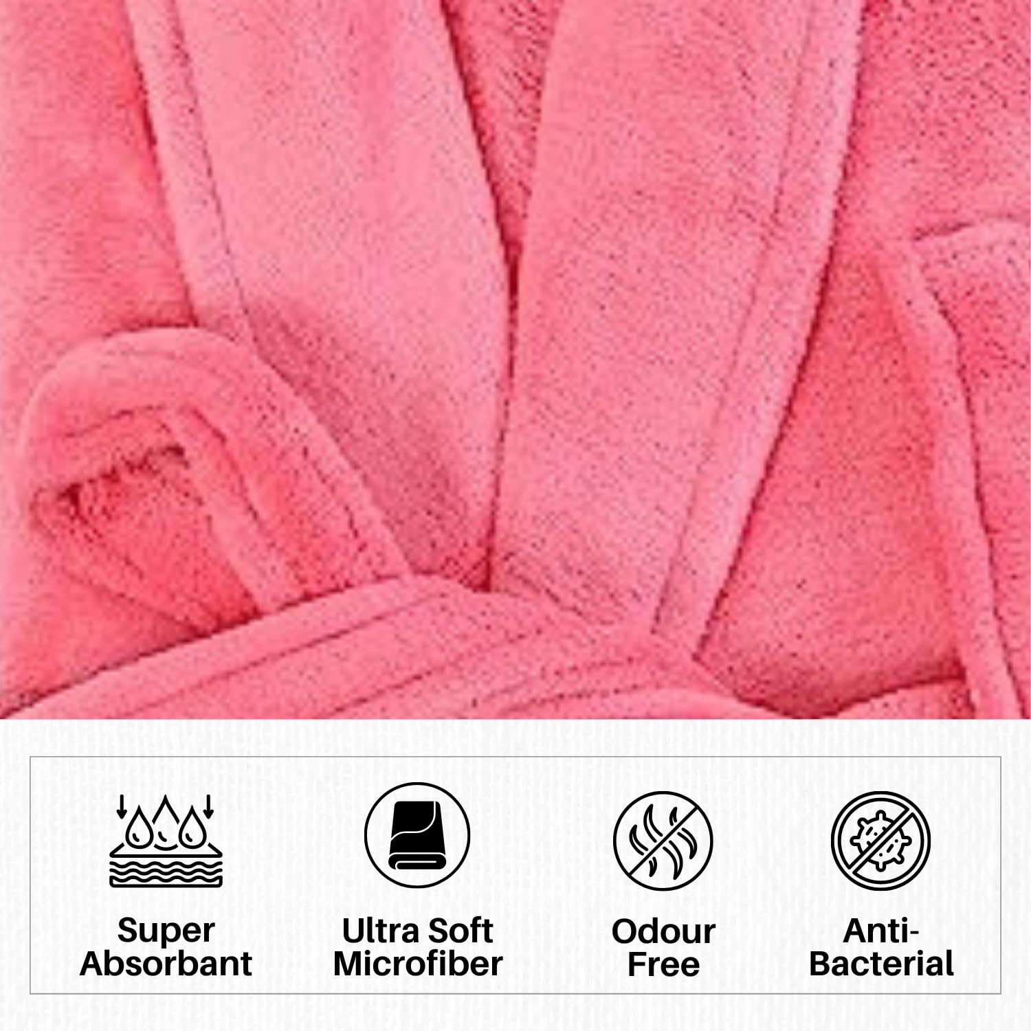Cotton Bolls Textiles Luxury Plush Microfiber Bath Robe for Women & Men (L, Pink) Shawl Collar Style Bathrobe with Long Sleeves Super Soft Highly Absorbent Fabric 1
