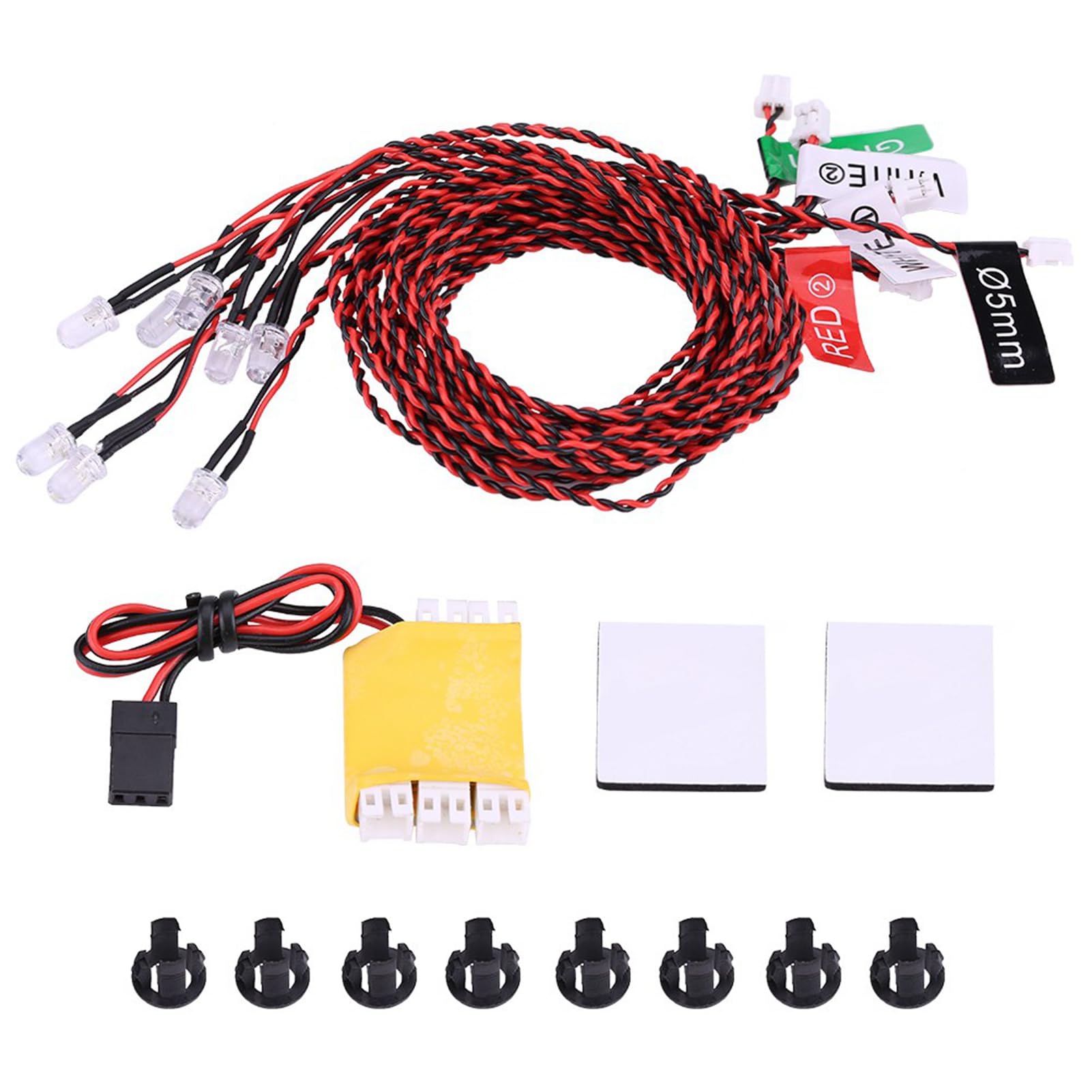 Acouto 8 Led Lighting System Kit Simulation Flashing Lights for RC Airplane Helicopter 8 Leds and So on. Aircraft Night Time Flight Led Appropriate for Futaba/Jr/Ko / 2.4g Transmitter