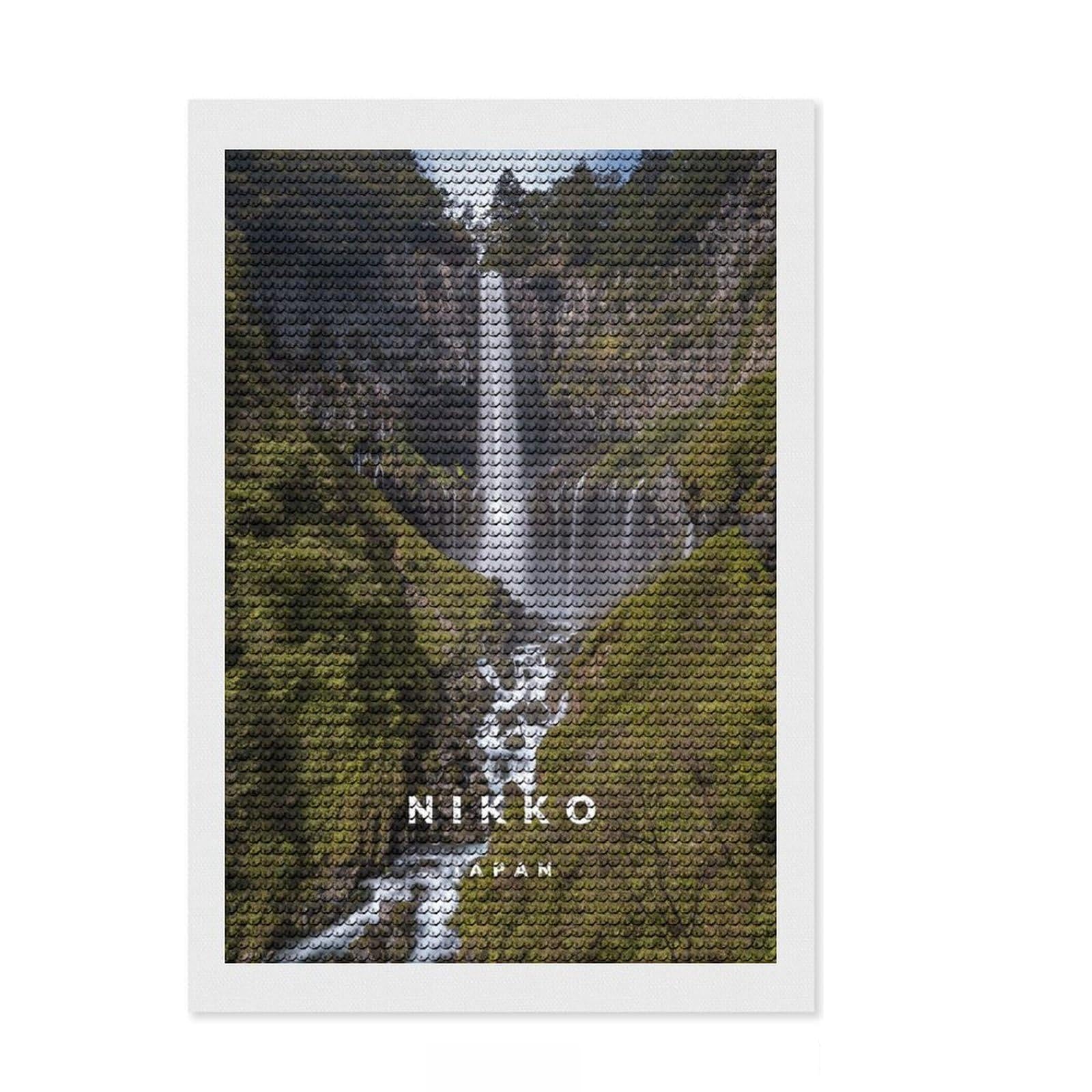 Junmoney Kegon Falls Diamond Art Canvas 8"x12", for Teens, Neat Printed Canvas, Birthday Gift, Vintage Style Decor, Finish and Display