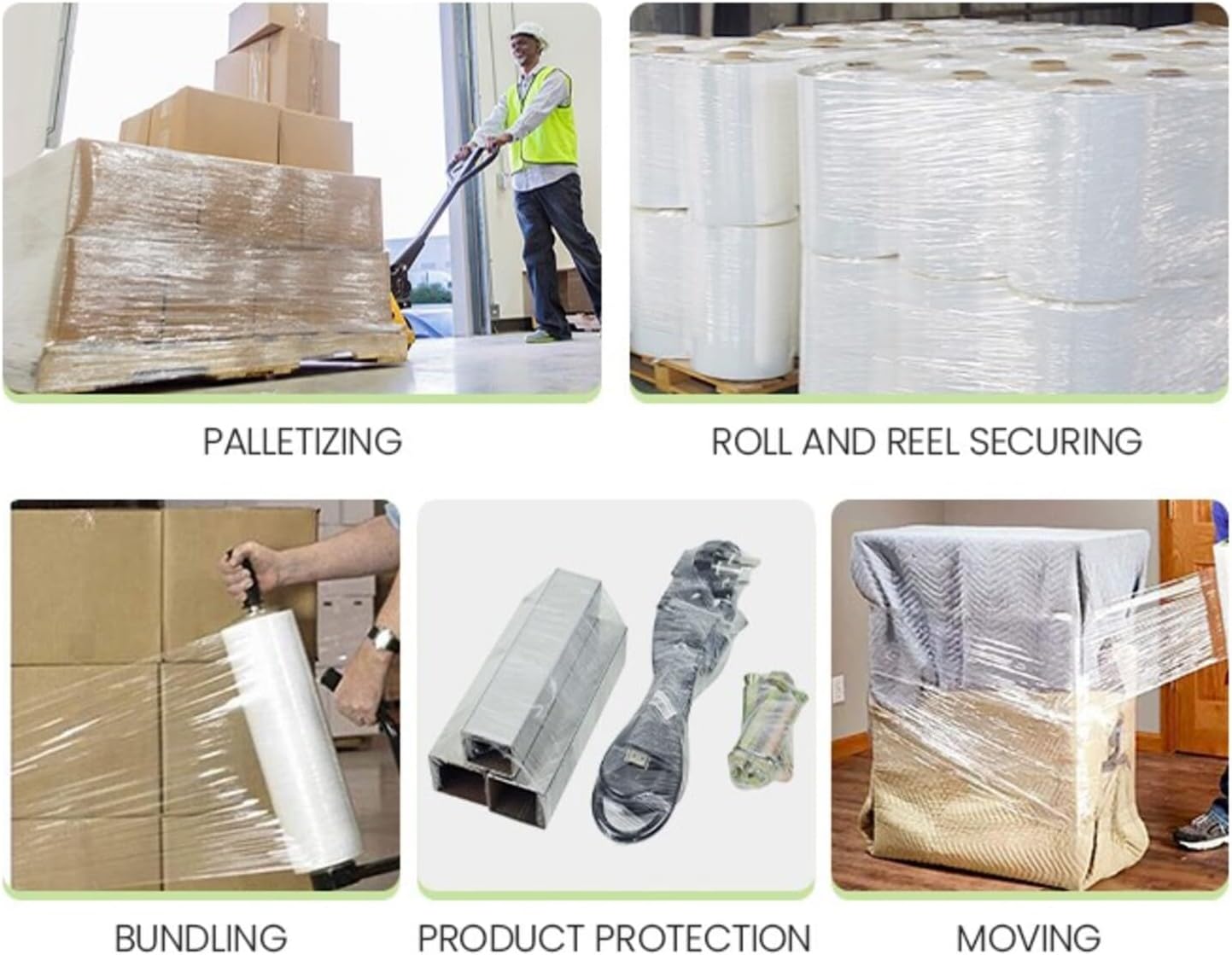 18" x 1500' 80 Gauge 40 Rolls Pallet Wrap Pre-Stretched Stretch Film Hand Shrink Wrap 1500FT
