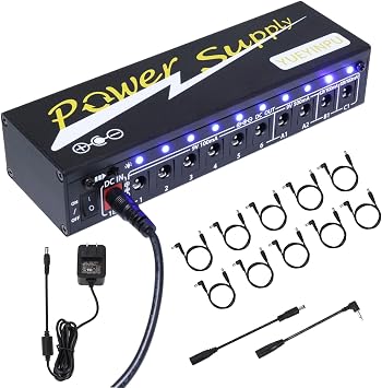 Power Supply For Guitar Effect Pedal Board10 Isolated DC Output 9V/12V/18V With Separate Short-circuit Protection UK Plug