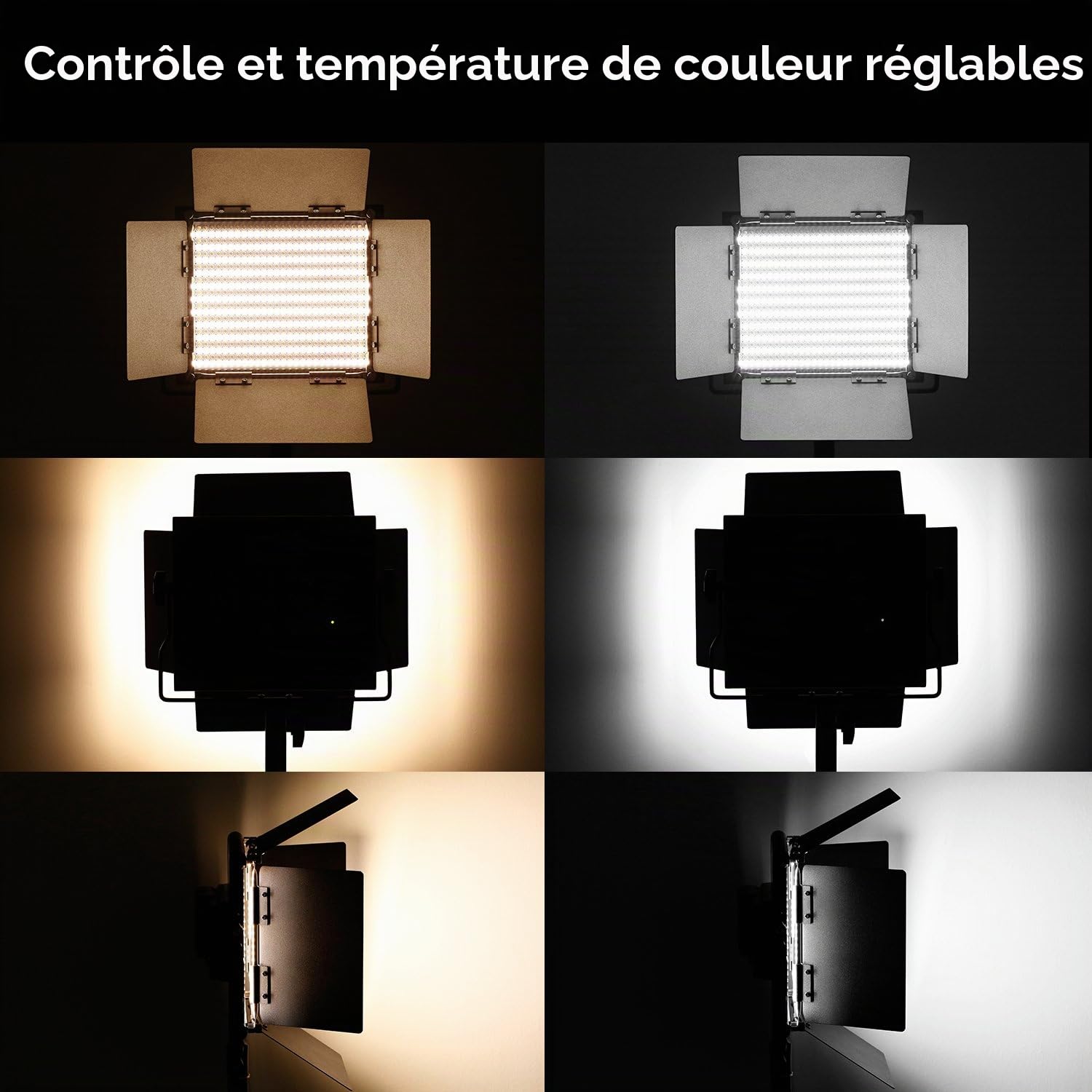 Neewer Lot de 2 660 LED Flash de Studio Lampe Vidéo avec Pied Lumineux 2 m 3200-5600K CRI 96+ LED Réglable Bicouleur avec Monture U Coupe-Flux pour Portrait Studio Youtube Vidéo