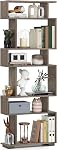 Giantex 6-Tier Bibliothèque géométrique, bibliothèque en forme de S 2 Kits antidérapants, étagère d'affichage en bois, Unité de rangement décoratif, Organisateur de rangement pour le salon de bureau (1,Naturelle)