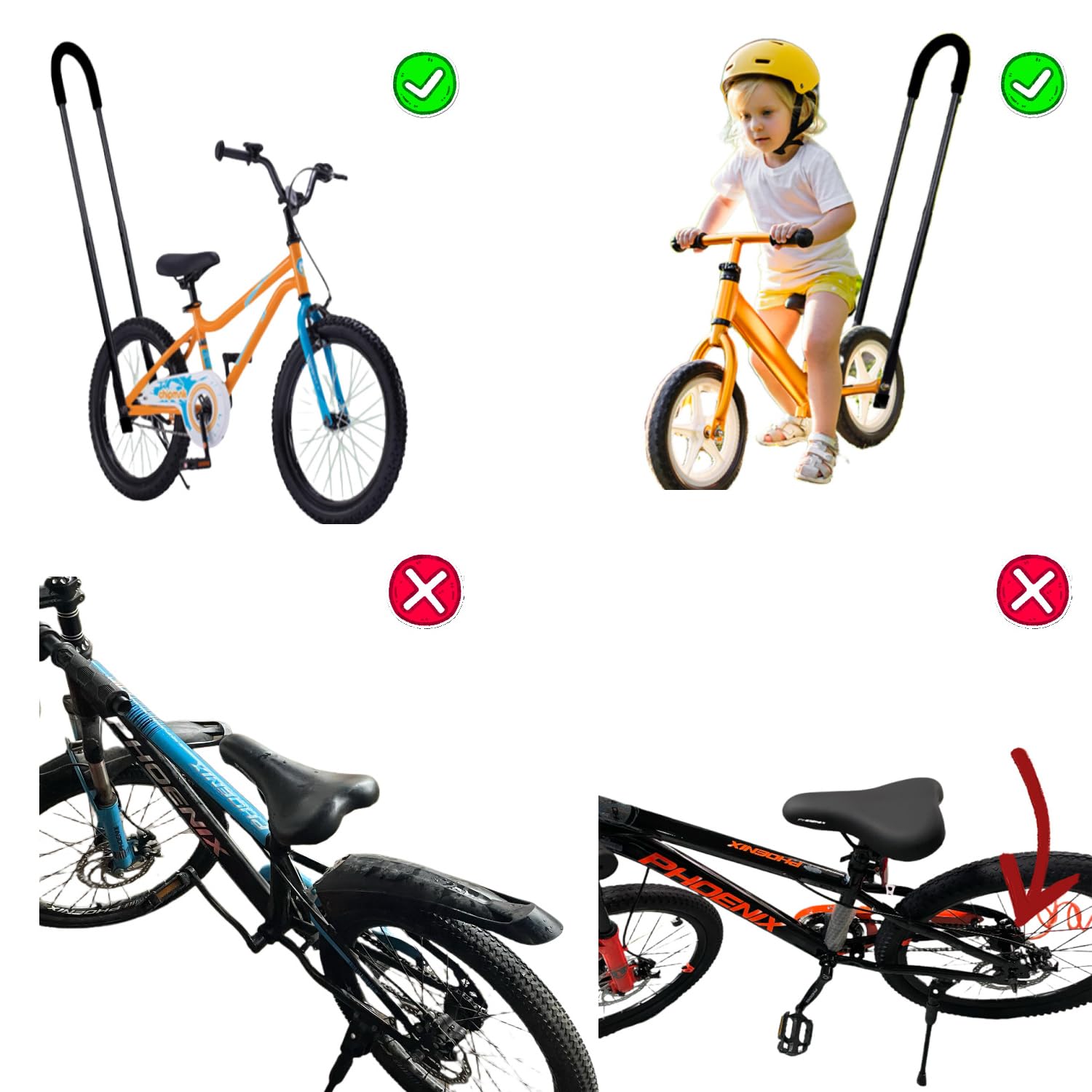 Takelablaze Children Cycling Bike Safety Trainer Handle Balance Push Bar Toddler Bike Push Bar Training Handle Bicycle Balance Bar for Bike Teaching, Black