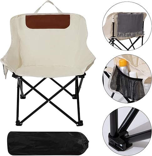 Miniatura 5 de SHANQUAN Paquete de 2 sillas plegables de campamento, silla de campamento compacta, silla de camping portátil y ligera para césped al aire libre,