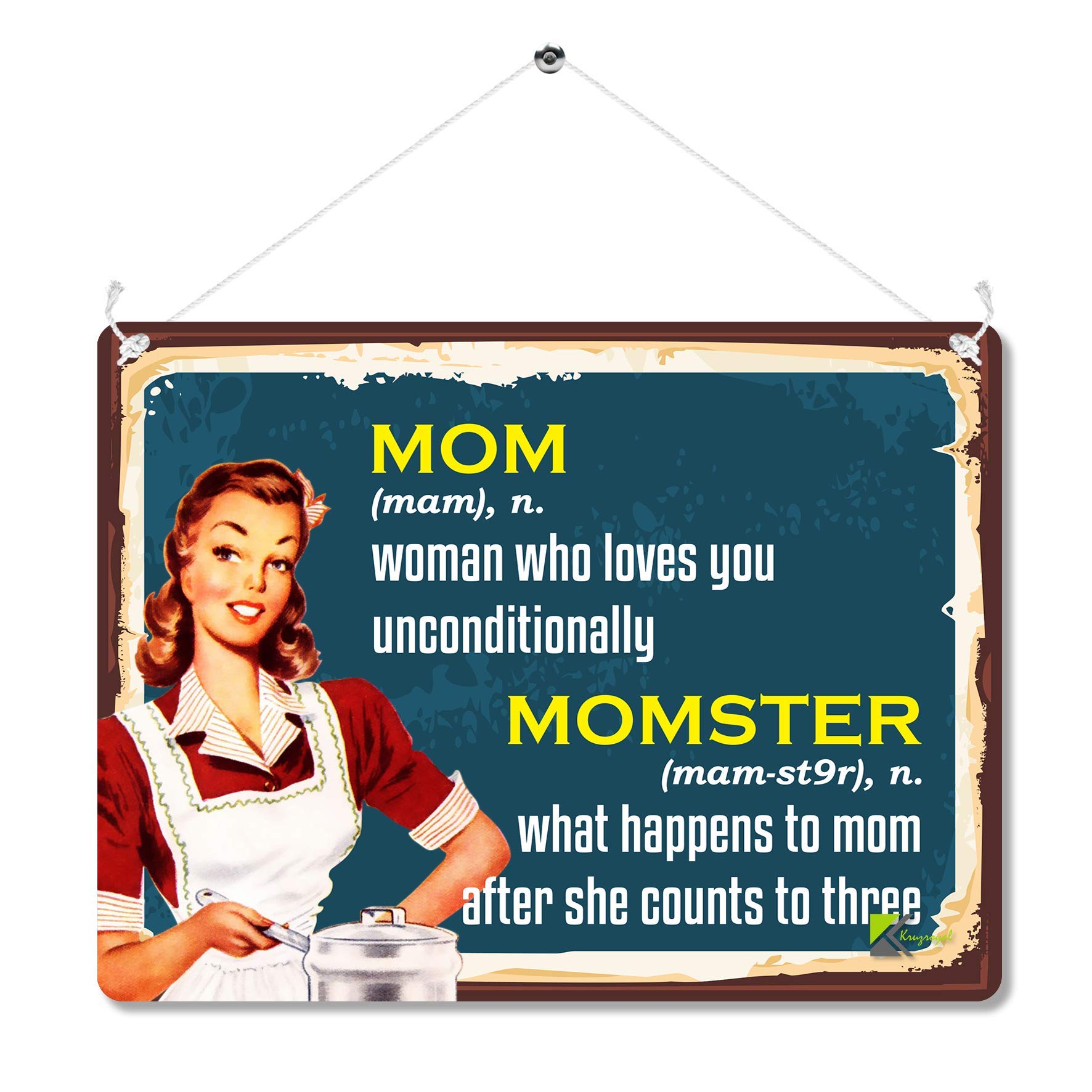 Kruzroyal MP129 Defination MOM/MOMSTER Funny Novelty Retro Vintage Metal Wall Sign Plaque 20cm x 15cm
