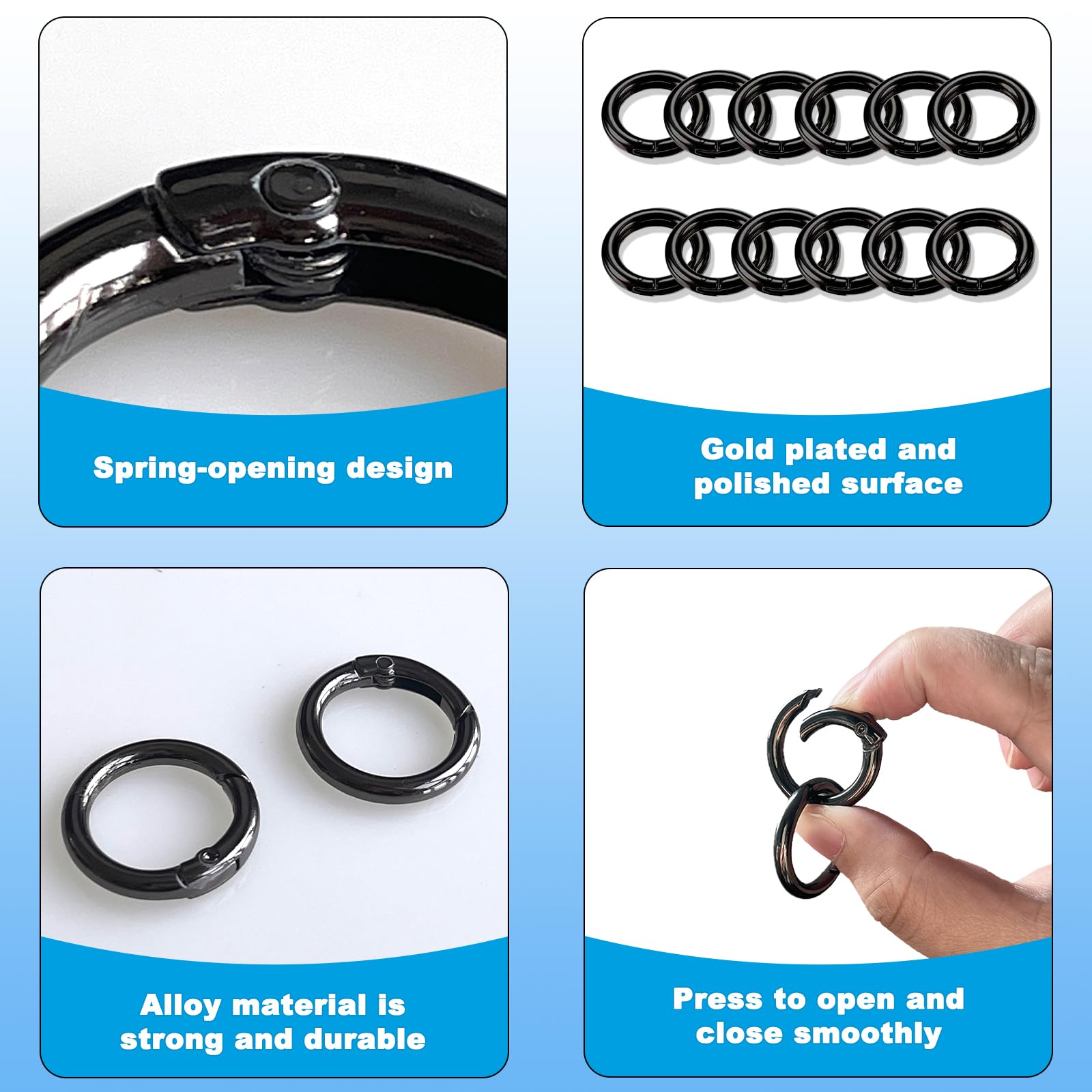 CATELL 20 Pezzi 27mm Moschettone Rotondo Lega Zinco Gancio Fibbia Portachiavi Artigianato e Accessori Scatto Molla Rotonda per DIY Artigianato, Accessori per Borse (Argento, Oro, Grigio Pistola