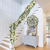 Vista 6 de WANNA-CUL Guirnalda de Navidad preencendida de 6 pies / 72 pulgadas con luces para decoración de puerta principal con adornos de bolas de Navidad