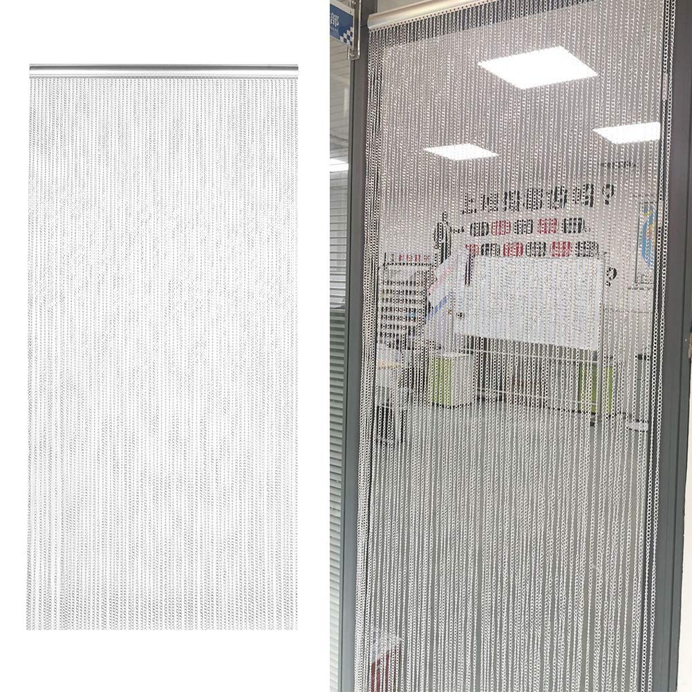 Rideau à Chaîne pour Chambre, Bureau, Magasin, Décoration - Rideau à Chaîne en Aluminium argenté - Prévient les Insectes et les Moustiques - Assure la Circulation de l'air -