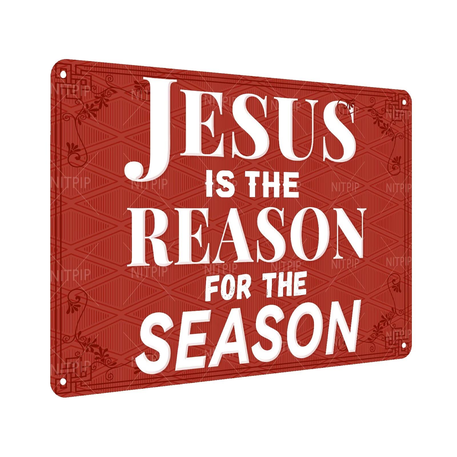 Vintage Religious Prayer Metal Wall Decor Jesus Is The Reason Retro Christian Metal Sign - Religious Tin Plaque for Church Home Bedroom Decor Gifts 8x12 Inch