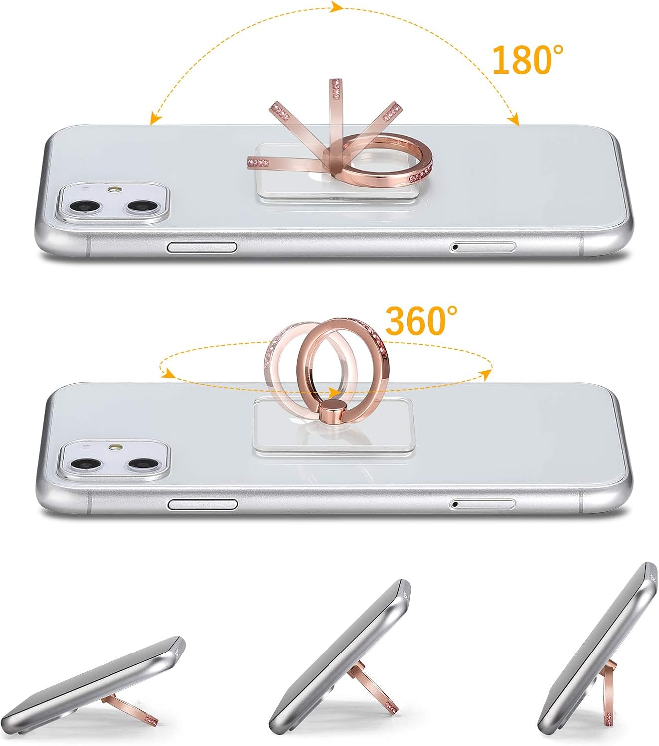 Transparent Phone Ring Stand Holder,Transparent Ring Holder for Cellphone Kickstand (siliver 2)