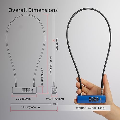 Miniatura 4 de Cerradura combinada para bicicleta, cerradura de combinación de 4 dígitos para puerta de valla al aire libre, caja fuerte para equipaje, scooter,