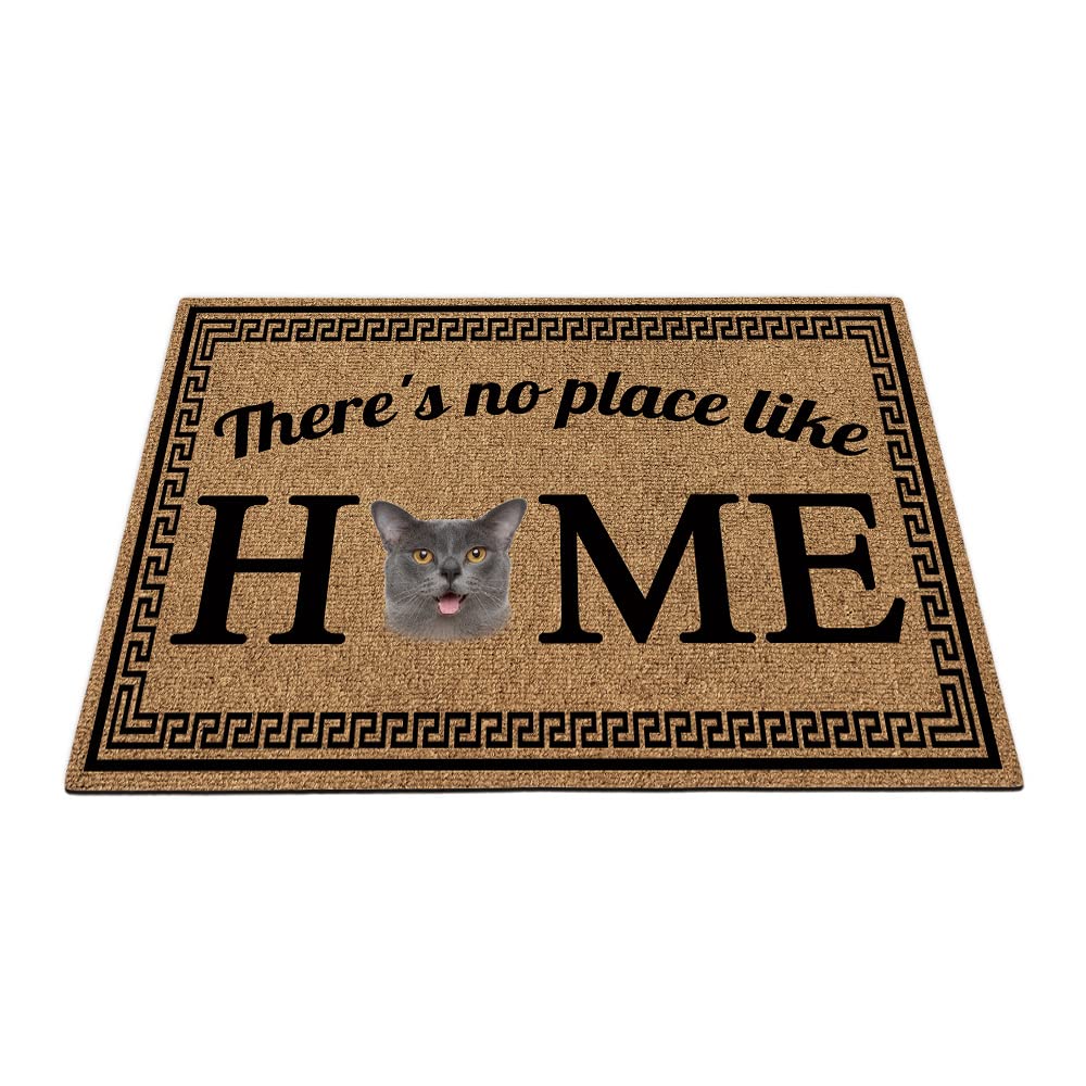 BAGEYOU There's no Place Like Home Doormat with Cute Cat Welcome Floor Mat for Home Decor 35.4"x23.6"