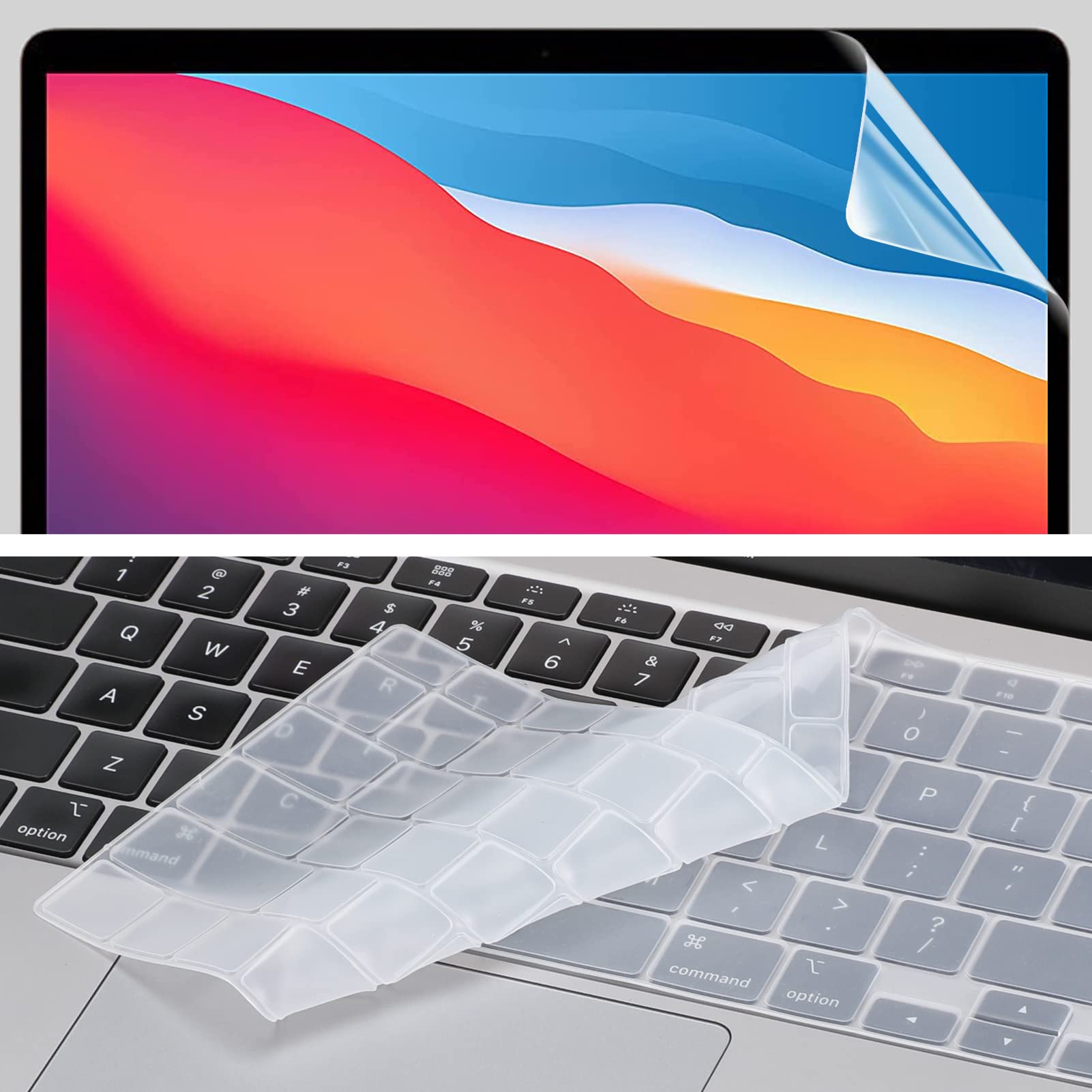 FINTIE Coque Compatible avec MacBook Air 13.6" M5 M4 M3 M2, Air 13.3" M1 | pour Modèle 2020/2019/2018, avec Film de Clavier & Protection d'écran, Etui Fin en Plastique Dur, Transparent Paillette